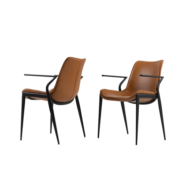 Quiteris - Modern Vegan Leather Dining Chair, Camel