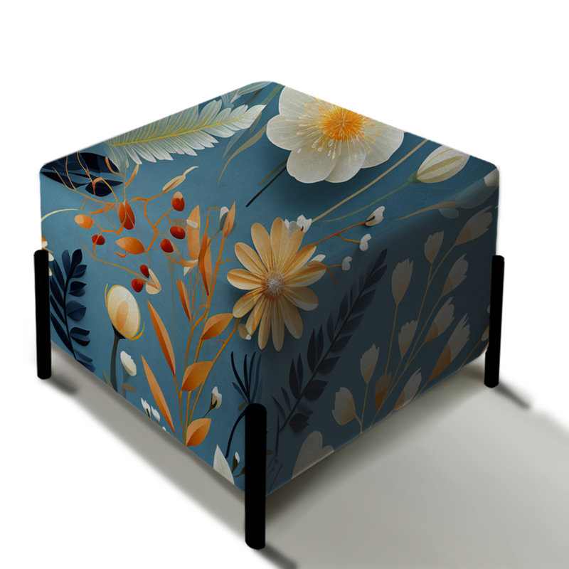 Motif côtier de faune et de flore côtière - repose-pieds carré floral