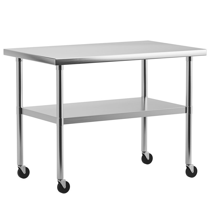 Tables de travail en acier inoxydable, H 34 po x l 48 po