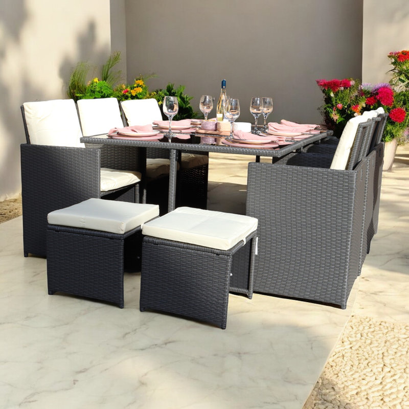 Cannes 10 Seater Cube Set including Cushions, Grey