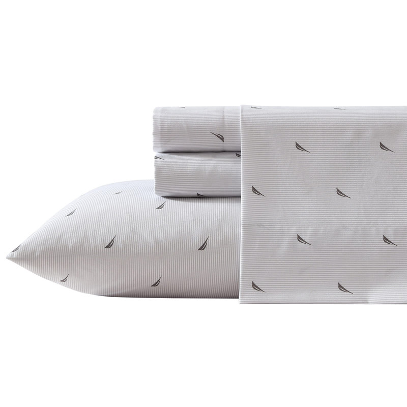 Microfiber Stripe Nautica Striped Washed Printed Sheet Set, Full Sheet Set with 2 Pillowcase