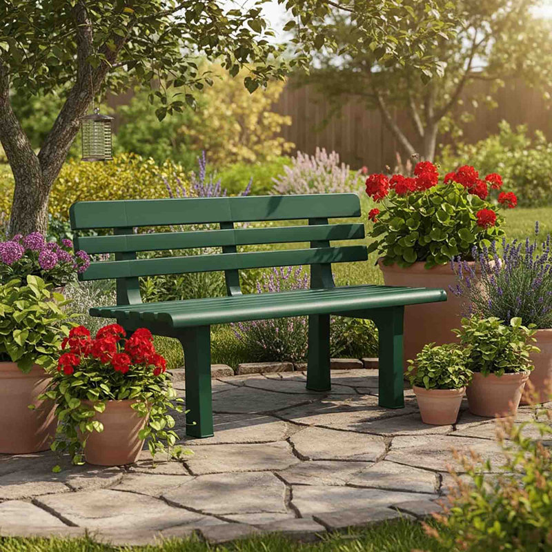Plastic Outdoor Bench, Green