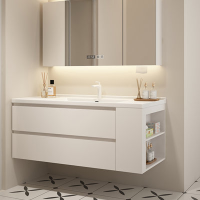 Armoire de salle de bain moderne et simple de style crème