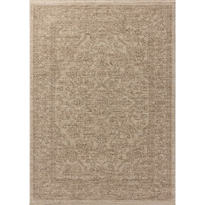 Tapis taupe / os Bungalow Rose Allysan, Carré 1 pi 6 po
