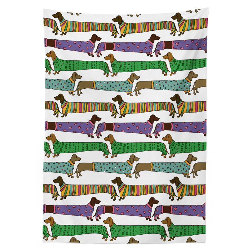 Dog Lover Dining Room Kitchen Tablecloth, 84" L x 60" W