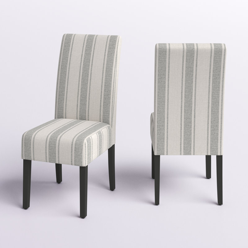 Chaise Parsons rembourrée Olin, Rayures grises/Beige pâle