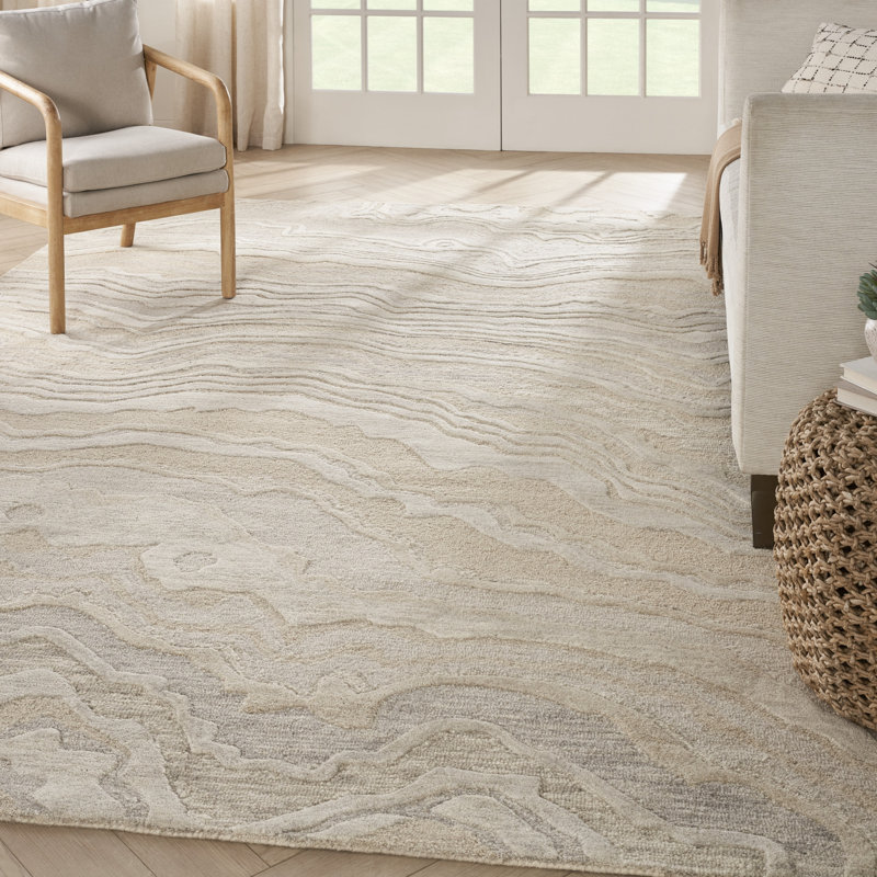 Ilijan Abstract Area Rug in Beige, Rectangle 8'6" x 11'6"