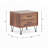 2 Drawers Nightstand With Metal Legs, Walnut-1475341213