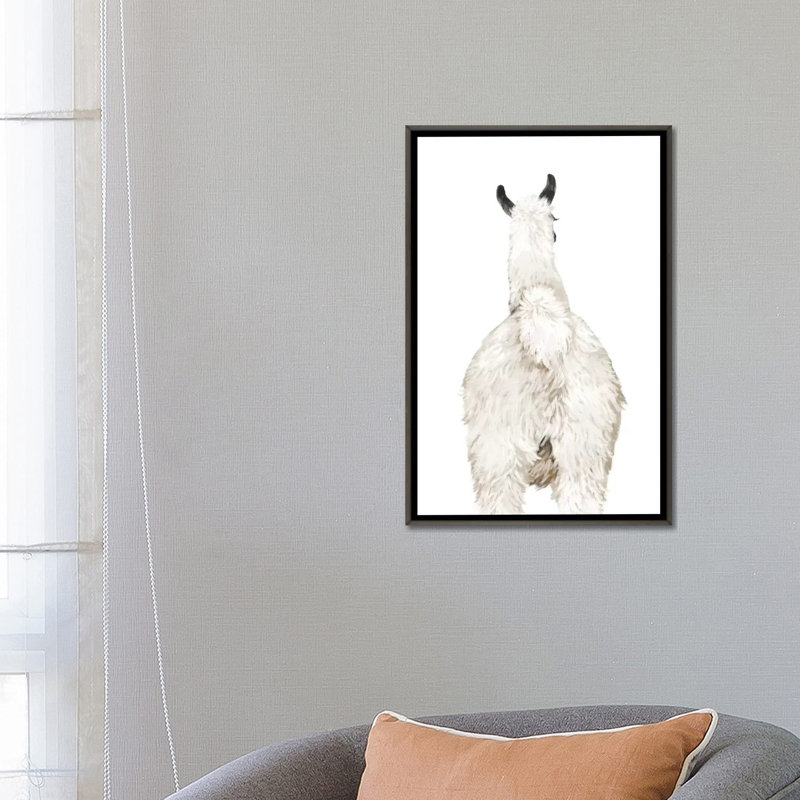 Art du lama, H 26 po x l 18 po x P 1,5 po, Toile encadrée de bois rustique foncé