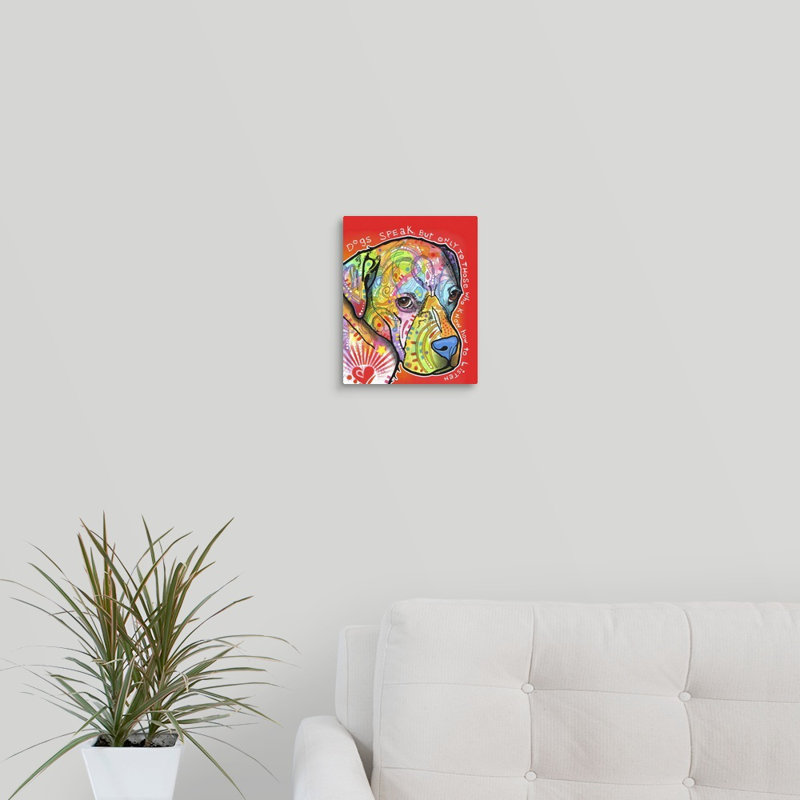 « dogs speak », impression sur toile, H 10 po x l 8 po x P 1,25 po