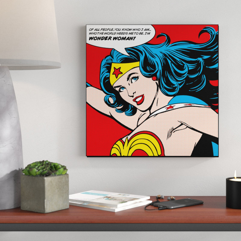 Wonder Woman Quote Graphic Art Print, 85cm H x  85cm W, Linen