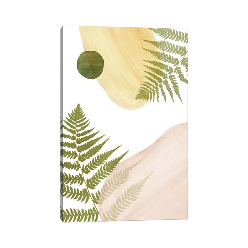 Abstract Shapes and Fern 1 Piece Painting on Canvas, 66.04cm H x 45.72cm W x 1.91cm D, Wrapped Canvas