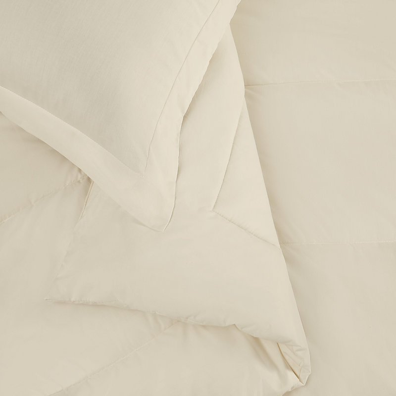 Ensemble d'édredon en percale de coton unie Brooklyn Loom, Simple + 1 taie décorative standard, Craie