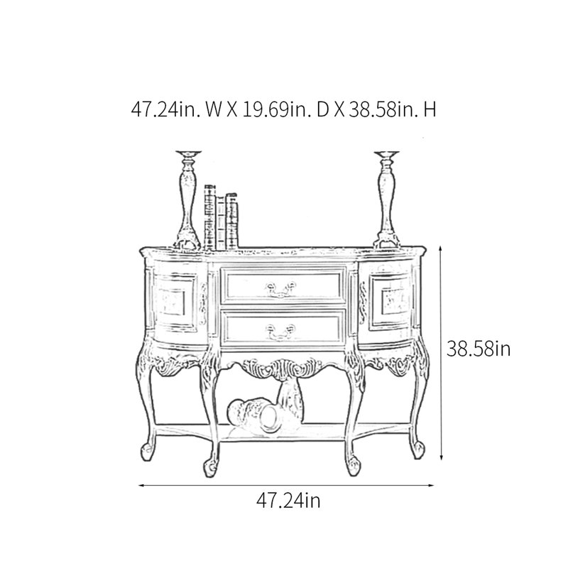 Rural Classical Multifunctional Console Table, 38.58" H x 47.24" W × 19.69" D