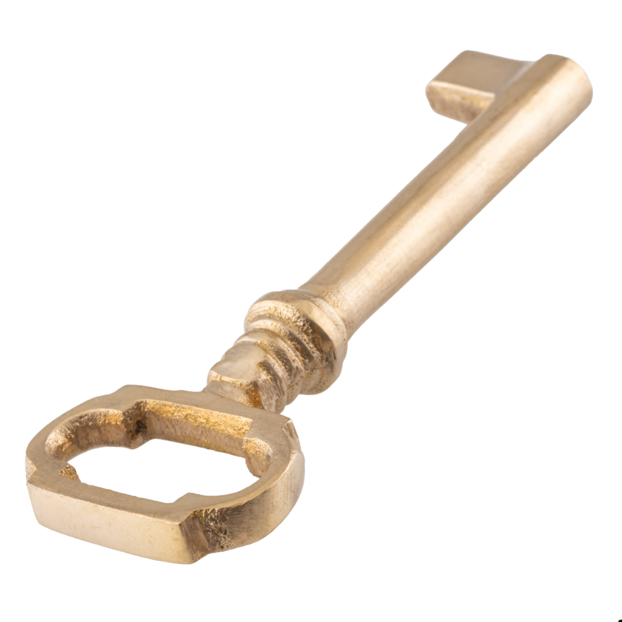 UNIQANTIQ HARDWARE SUPPLY Brass Plated Skeleton Key w/ Triple Notched Bit  for Mortise & Rim House Door Locks