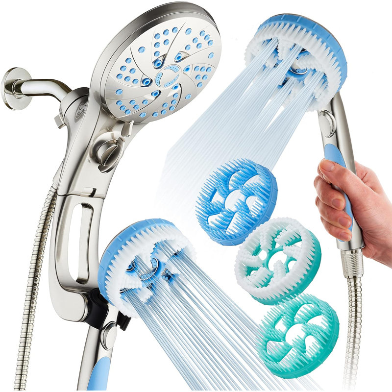 Pomme de douche double Aquassage By Aquacare 2,5 GPM GPM, Nickel satiné