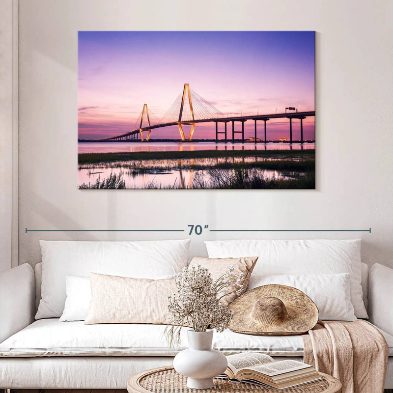 Purple Ravenel Bridge Lights, 32" H x 48" W