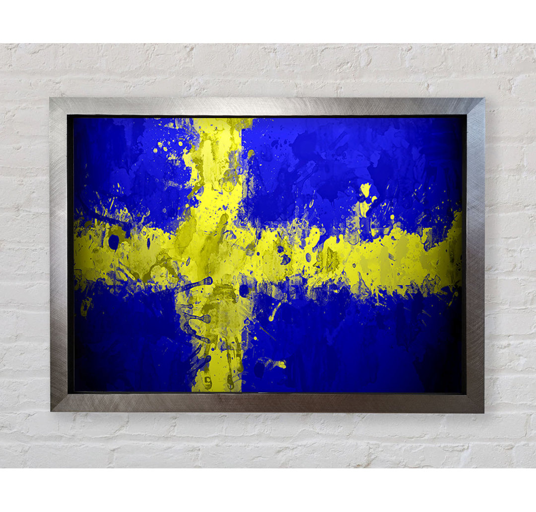 Schweden Grunge Flagge - Einzelbild Kunstdrucke