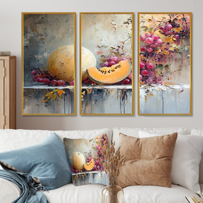 Melon In Orange And Pink Tones - Melon Wall Art Living Room Set