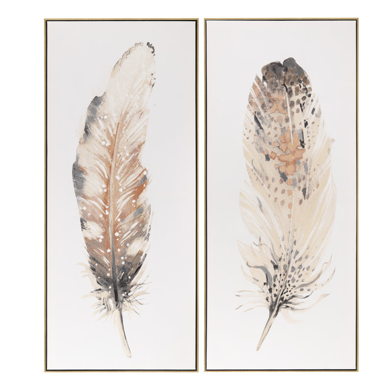 Bari 2-Piece Feather Framed Canvas Wall Art Set