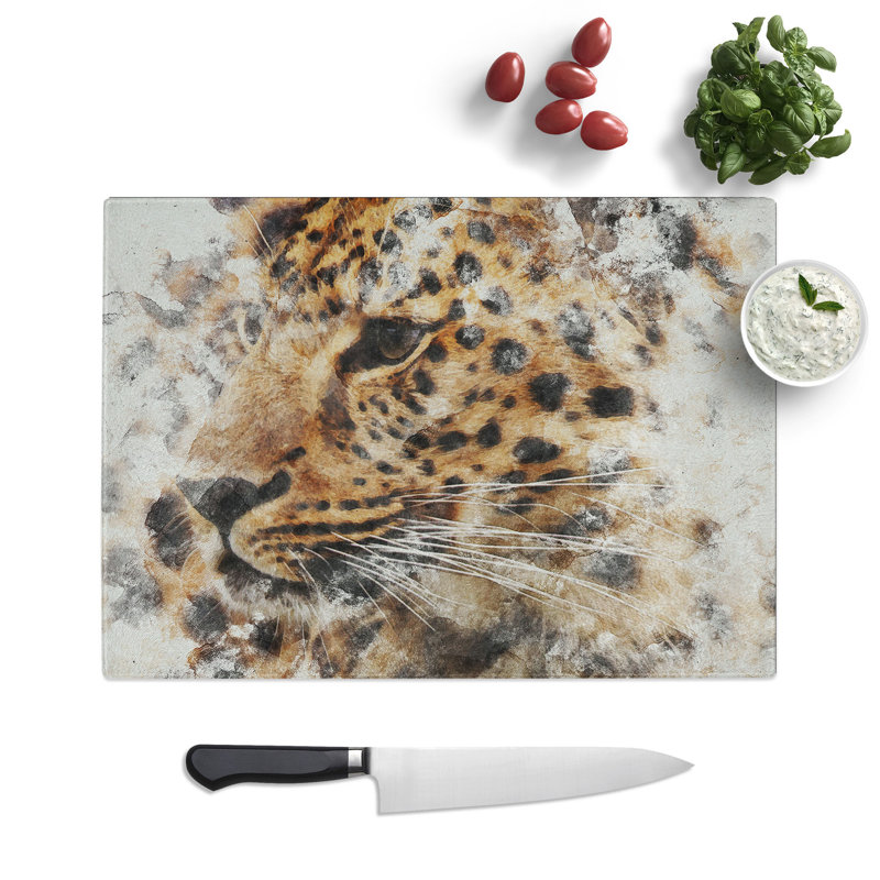 Leopard Vol.1 Watercolour Chopping Board, 20cm W x 28.5cm L