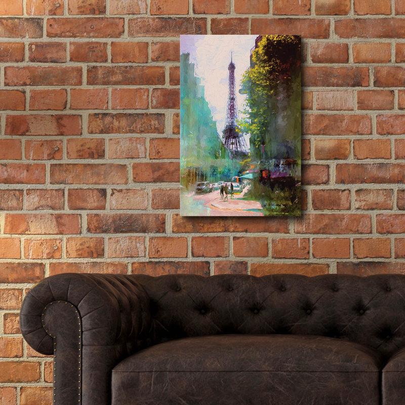 Art mural en verre rouge «Paris Street» par John Rivera, H 24 po x l 16 po x P 0,2 po