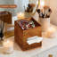 Couvercle de boîte à mouchoirs carrée en bois d'acacia avec plateau de rangement et base magnétique - Organisateur décoratif pour bureau à domicile Table de chevet