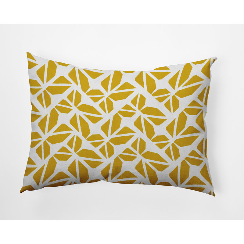 Mustard and White Geometric Outdoor Throw Pillow