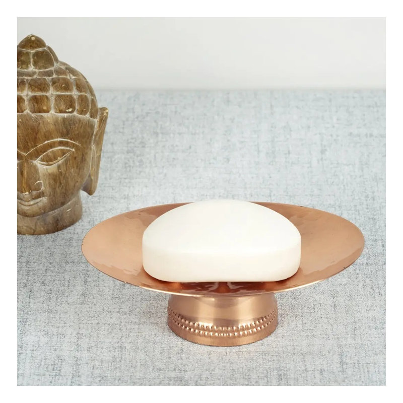 Porte-savon martelé en acier inoxydable au fini cuivre pour lavabo et douche