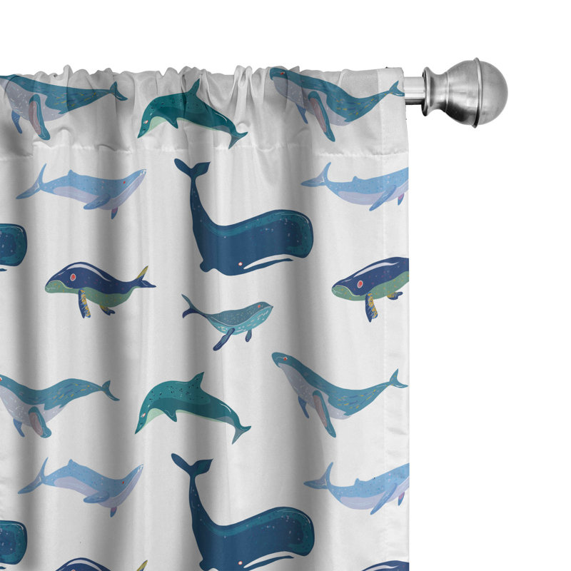Whale Semi-Sheer Rod Pocket Curtain Panels, 28" x 84"