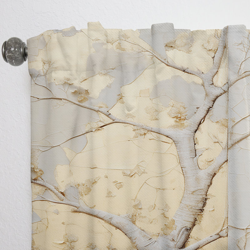 Gold And Beige Tree American Basswood - Tree Basswood Curtain - Velvet Room Darkening - 1 Panel, 52" W x 84" L