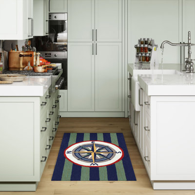 Rushsylvania Striped Polyester Kitchen Mat