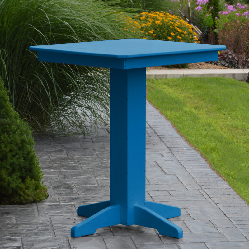 Neville Square Outdoor Bar Table With Umbrella Hole , in. W in. D, Blue, 33" W x 33" L x 42" H