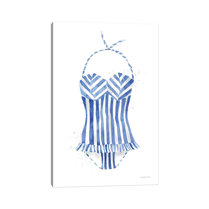 Rétro maillots de bain I par Mercedes Lopez Charro - peinture sur toile tendue, H 60 po x l 40po x P 1,5 po