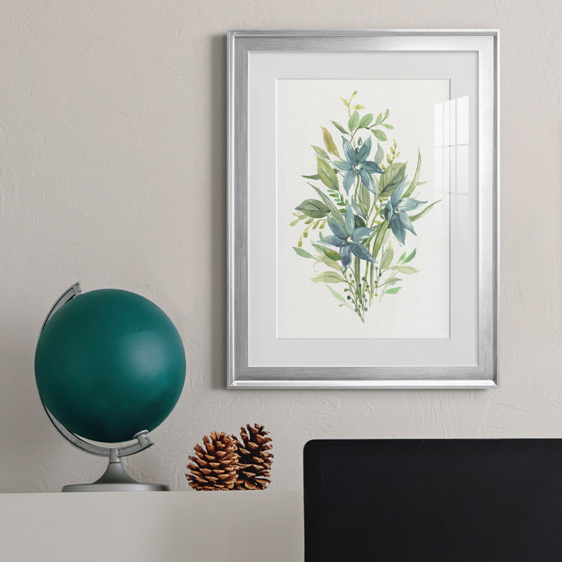 «Greenery I» - Peinture sur toile encadrée, H 18,5 po x l 24,5 po x P 1,5 po, Argent