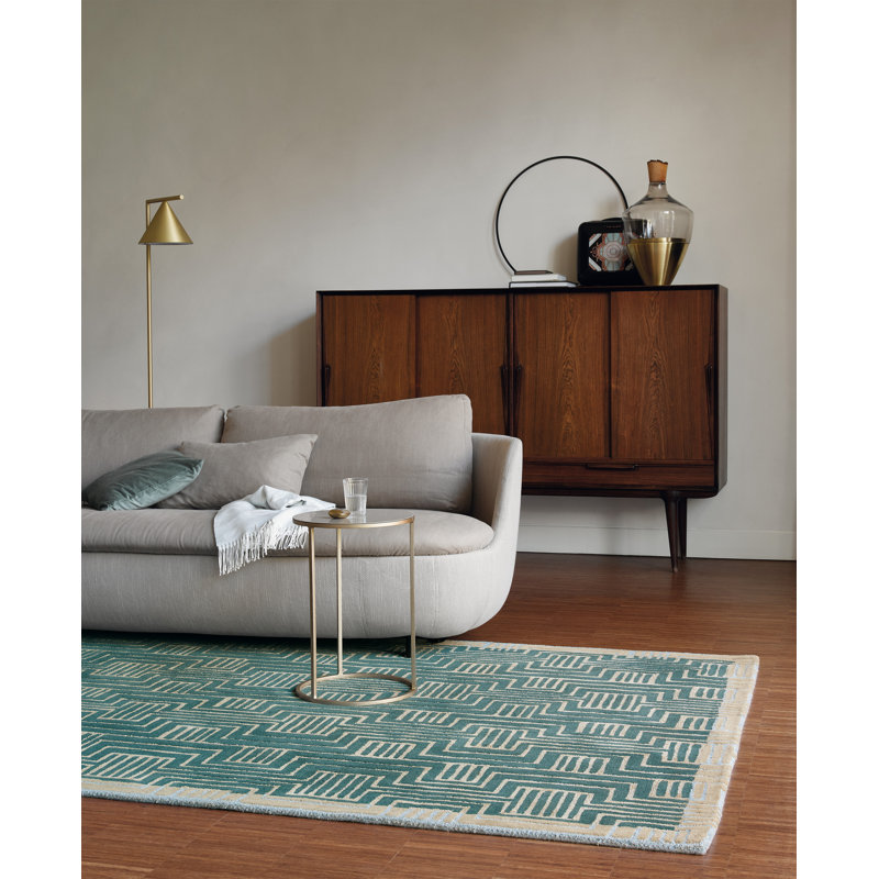 Hand Tufted Geometric Area Rug in Green, Rectangle 8'2" x 11'6"