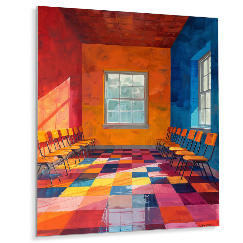 Orange, école créative bleue, art mural I, Métal métal, H 32 po x l 16 po x P 1 po