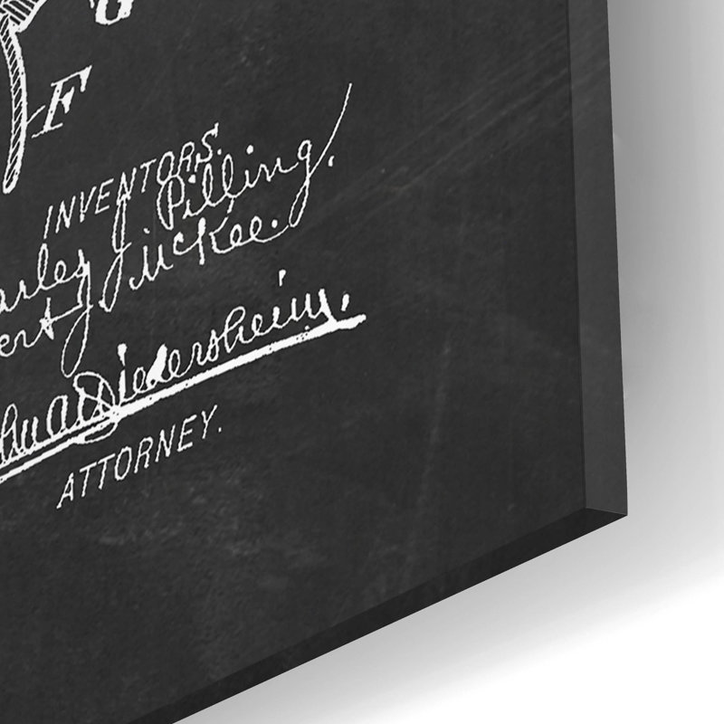 «Hypodermic Syringe Blueprint Vernis tableau noir», art mural en verre acrylique, H 16 po x l 12 po x P 0,13 po