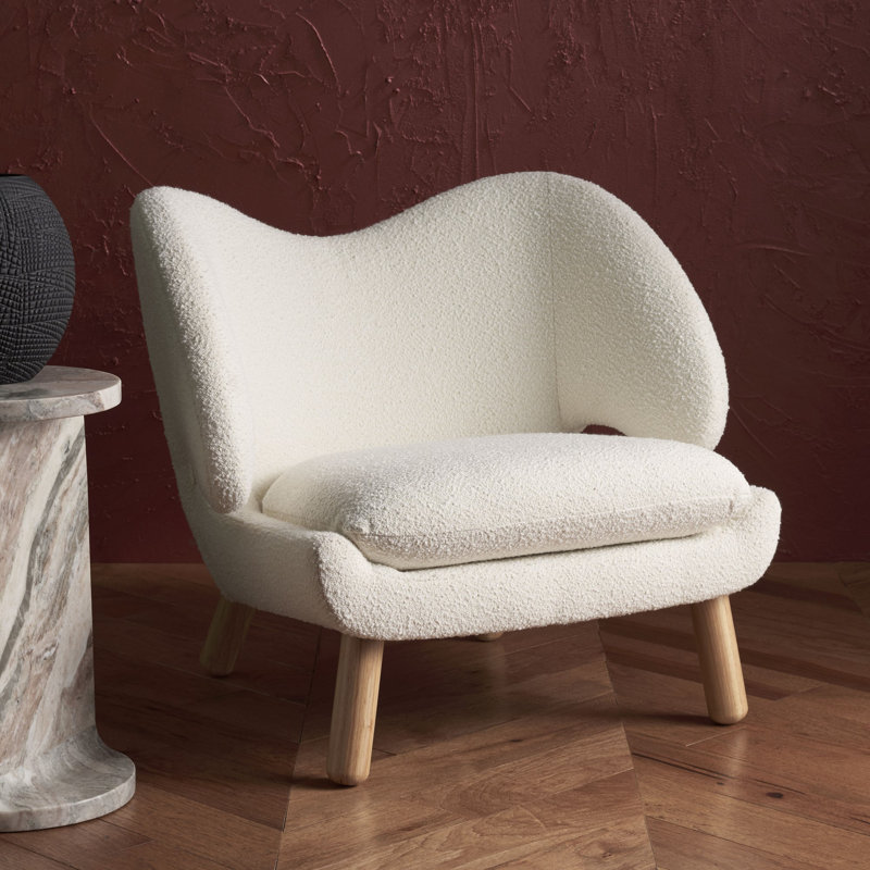 Felicia Contemporary Accent Armchair, Ivory, Natural