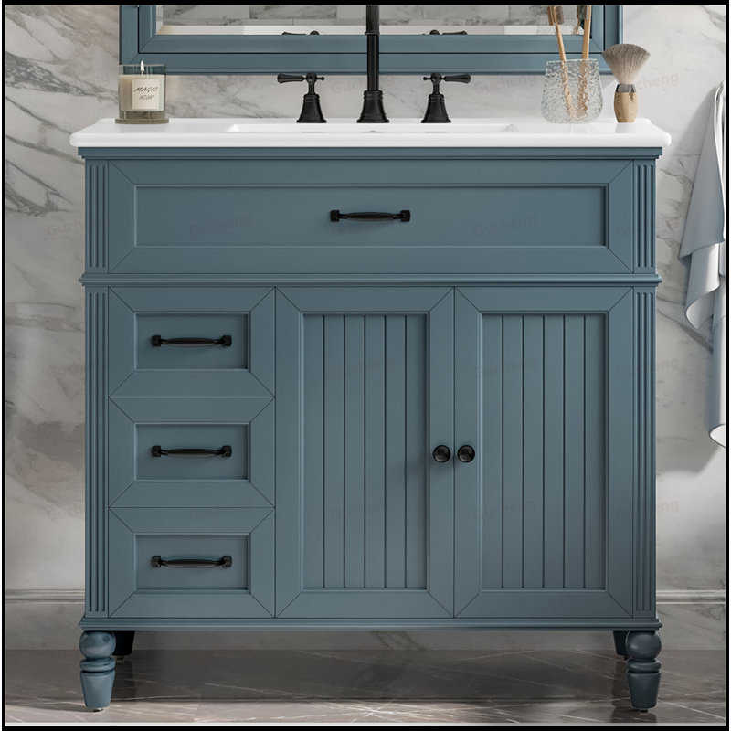 Meuble-lavabo 36 po avec lavabo et tiroirs 36 po, Bleu