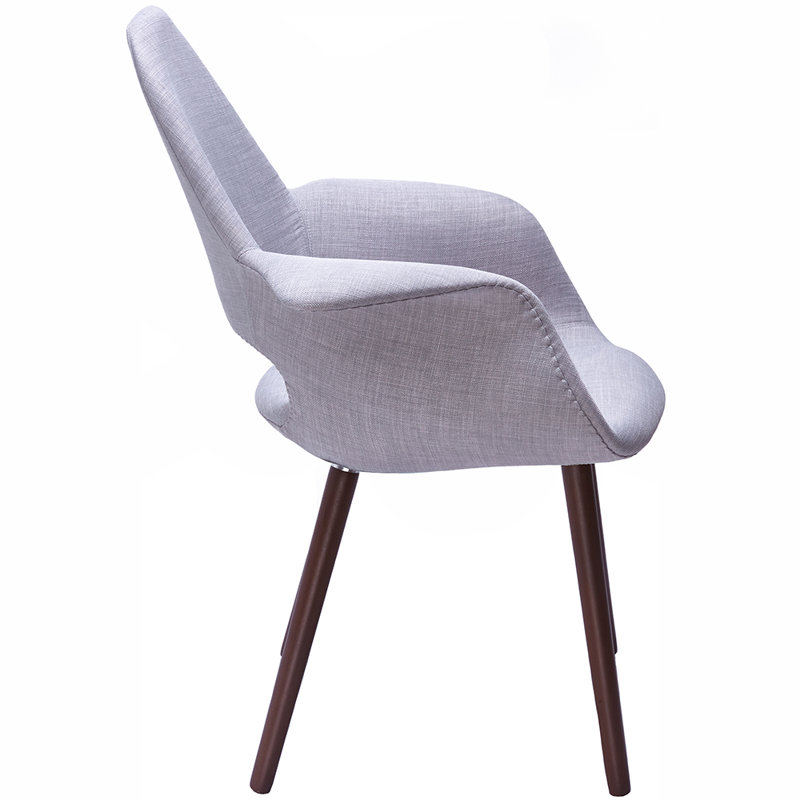 Conte Cloquet Dining Armchair - Upholstered Fabric Seat with Dark Wood Legs - Modern Kitchen & Dining Room Chair, Gray, 1