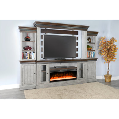 Unfinished Entertainment Center for TVs up to 88" with Fireplace Included