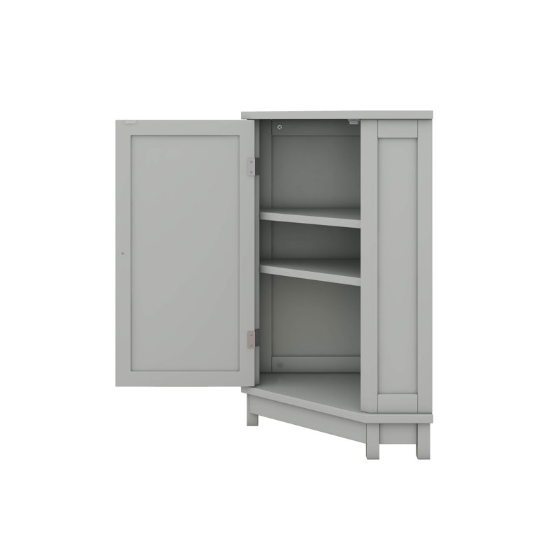 Bathroom Cabinet Triangle Corner Storage Cabinet With Adjustable Shelf Modern Style, Gray