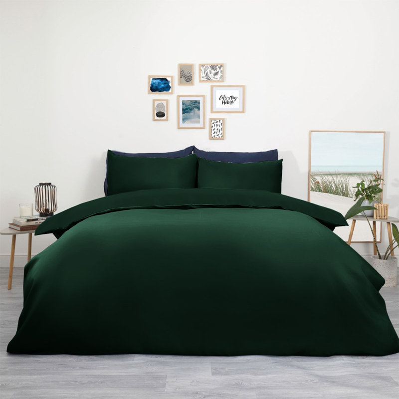 Microfiber No Pattern Duvet Cover Set with Pillowcases, Super King Duvet Cover + 2 Standard Pillowcases, Emerald