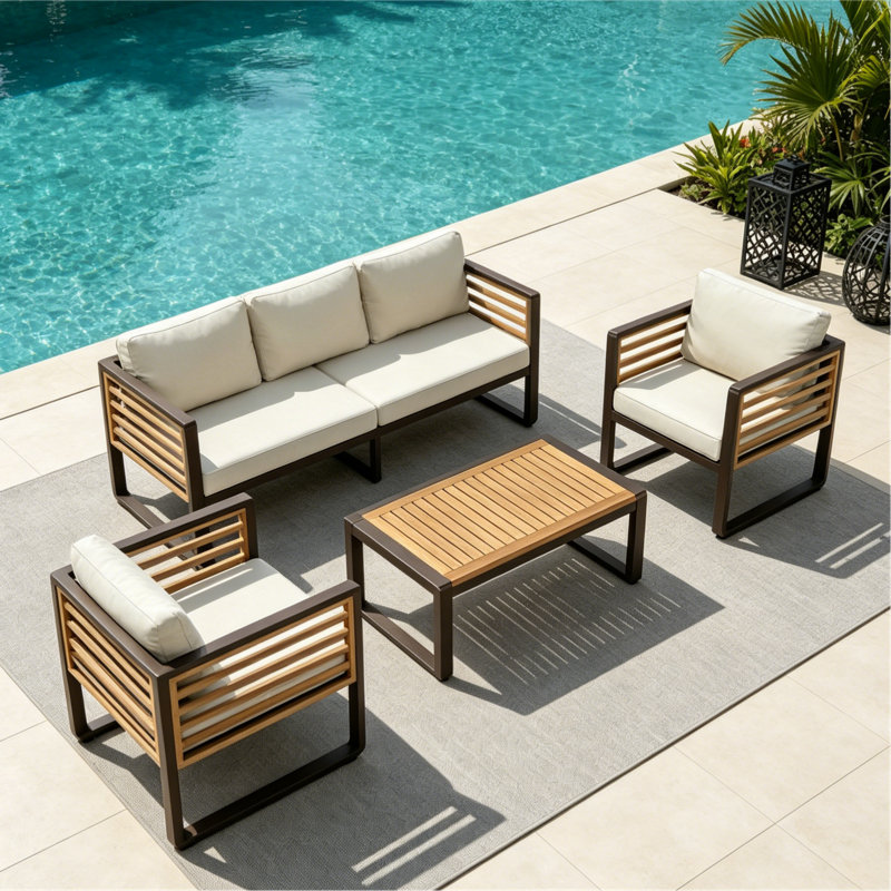 5-Person Outdoor Conversation Set With Weather-Resistant Cushion