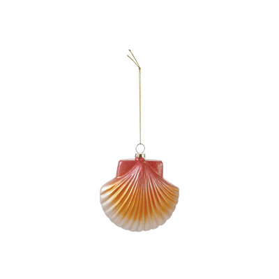Ornement coquille de verre scintillant en rose, brun clair et blanc