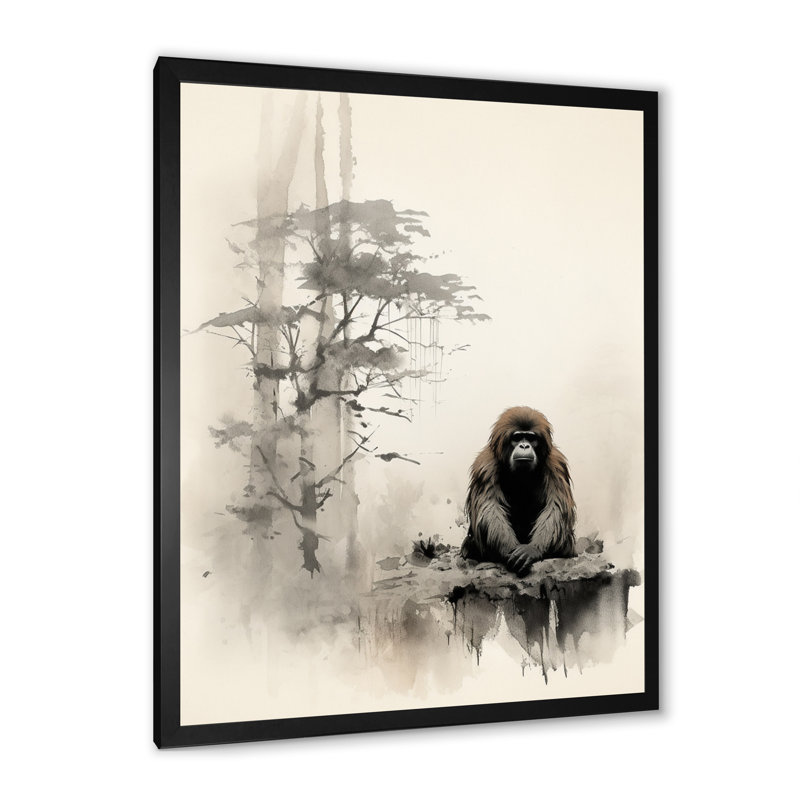 «Kiriak Asian Art Orangutan Sumi II», reproduction sur toile, H 20 po x l 12 po x P 1 po, Cadre photo noir