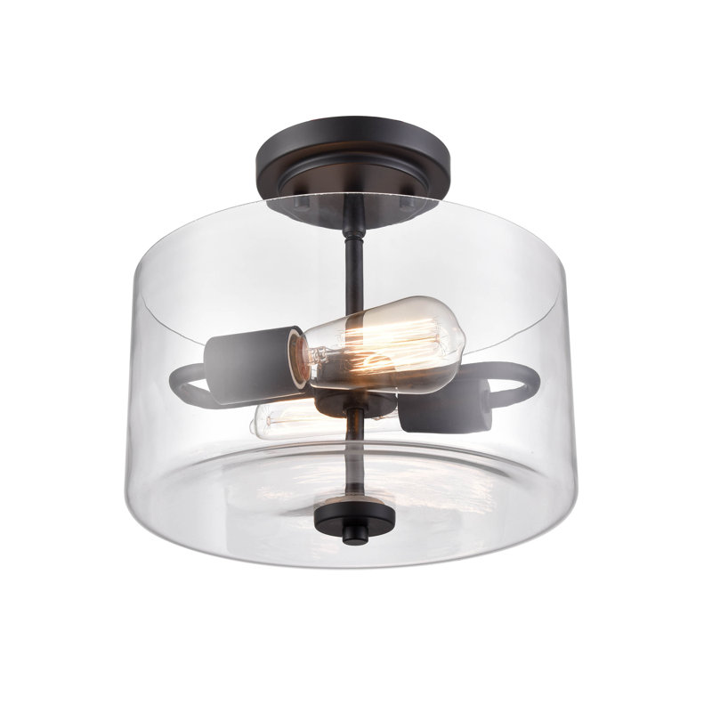 Plafonnier semi-encastré 11 po 2 lumières Verllana, Noir mat