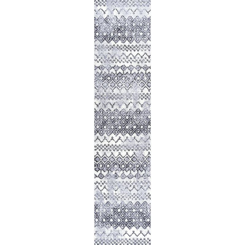 Tapis ivoire / noir Maidstein, Tapis de couloir 2 pi x 10 pi