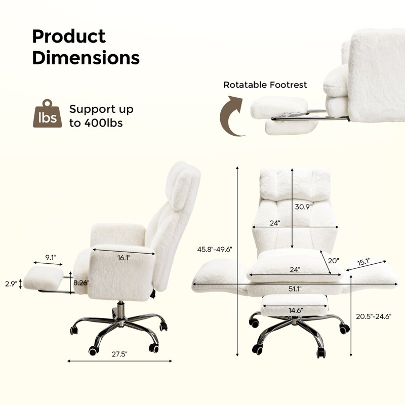 Big and Tall Office Chair, Flip Armrests for Pets & Cross Legged Sitting, Executive Ergonomic Computer Gaming Chair with Foot Rest